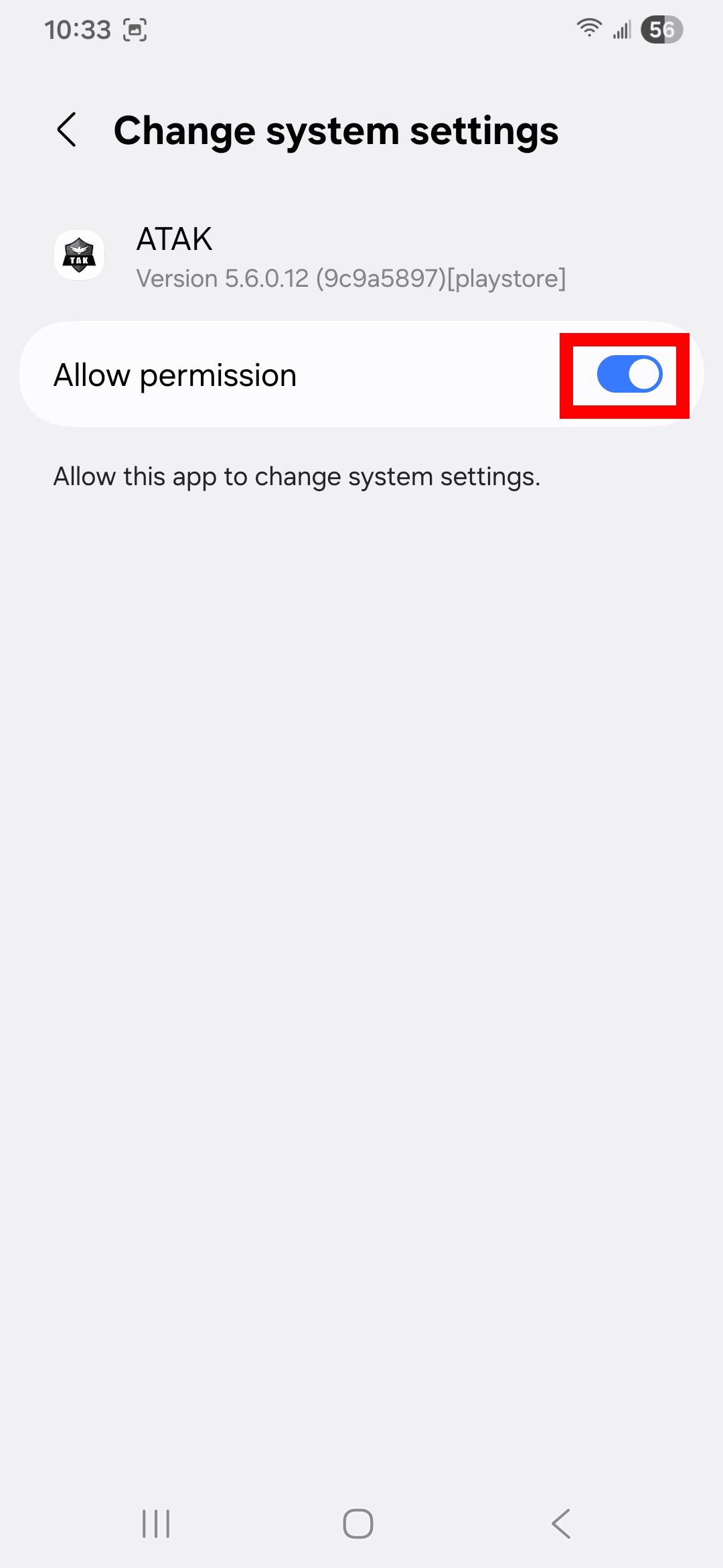 Allow all permissions in settings