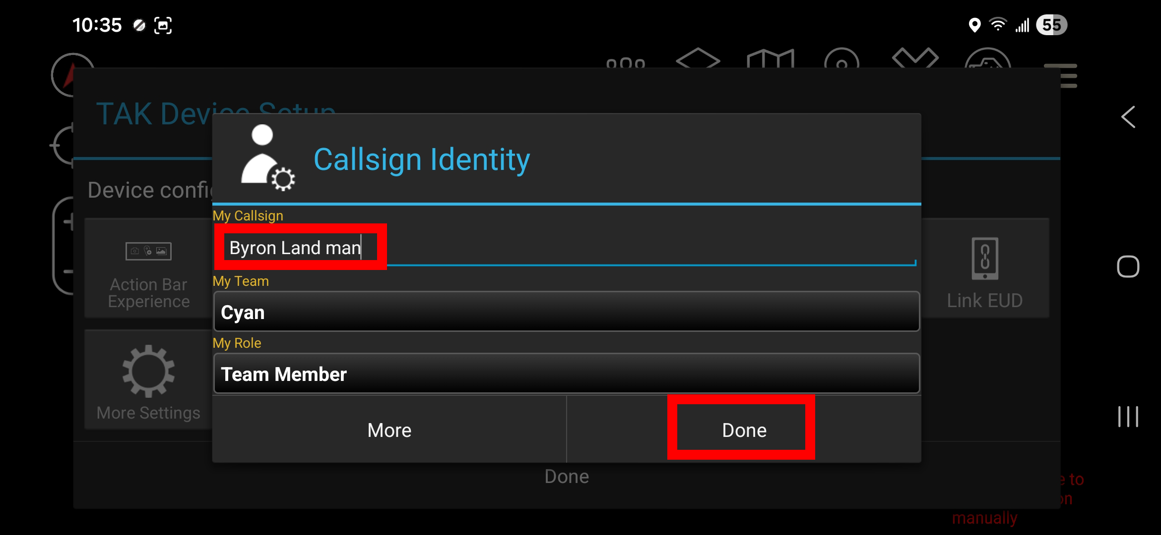 Enter callsign