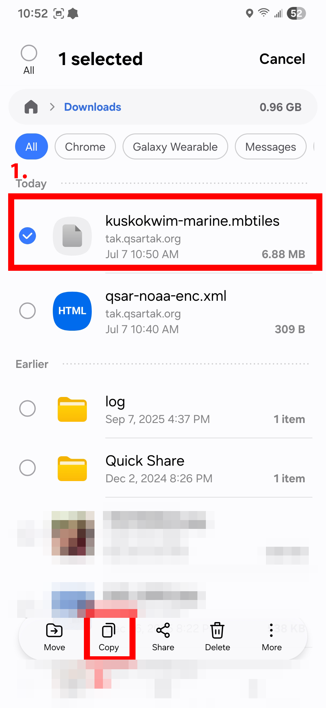Select and copy map file