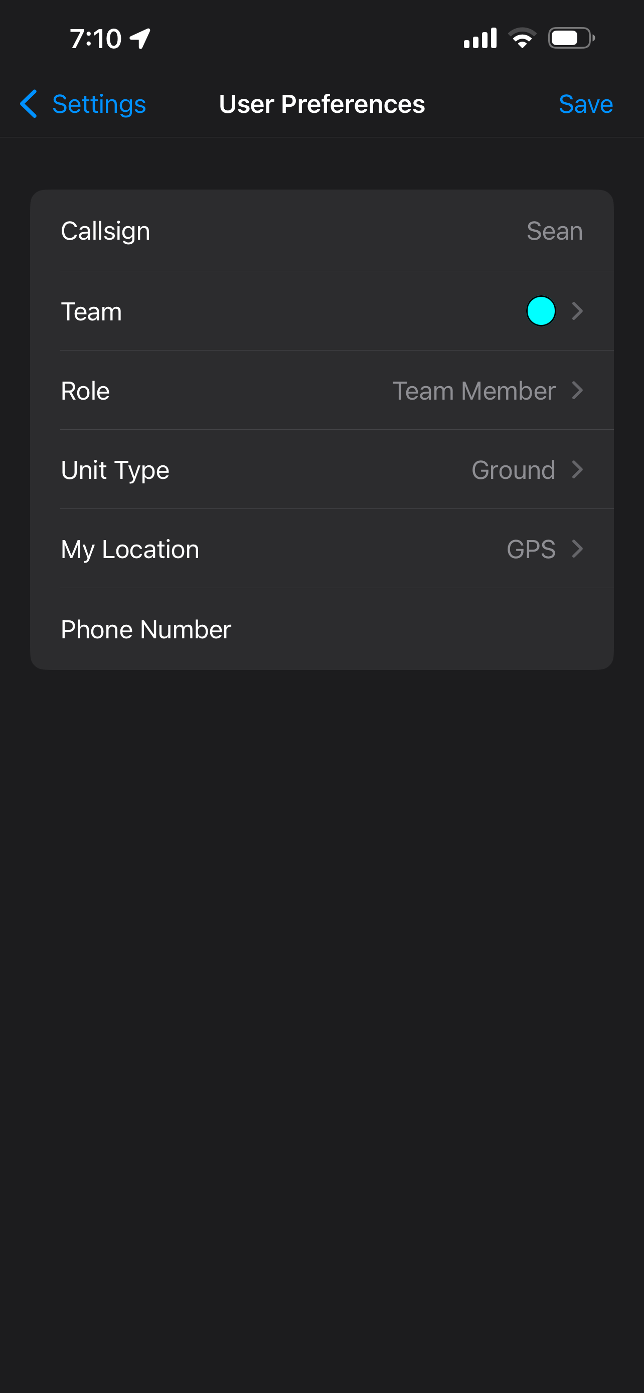 iTAK User Preferences — My Location must say GPS